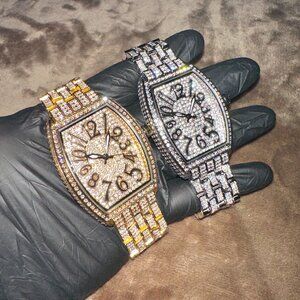 Gold/White Gold 41mm Quartz Movement ICED OUT Hiphop Watch